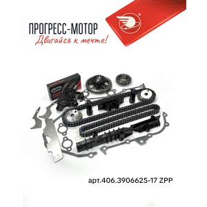 Комплект ремонтный привода ГРМ "ИДЕАЛЬНАЯ ФАЗА" Евро 3 + фазометр, (втулочно-роликовая цепь ZPP) подшипник Japan арт.406.3906625-17 ZPP